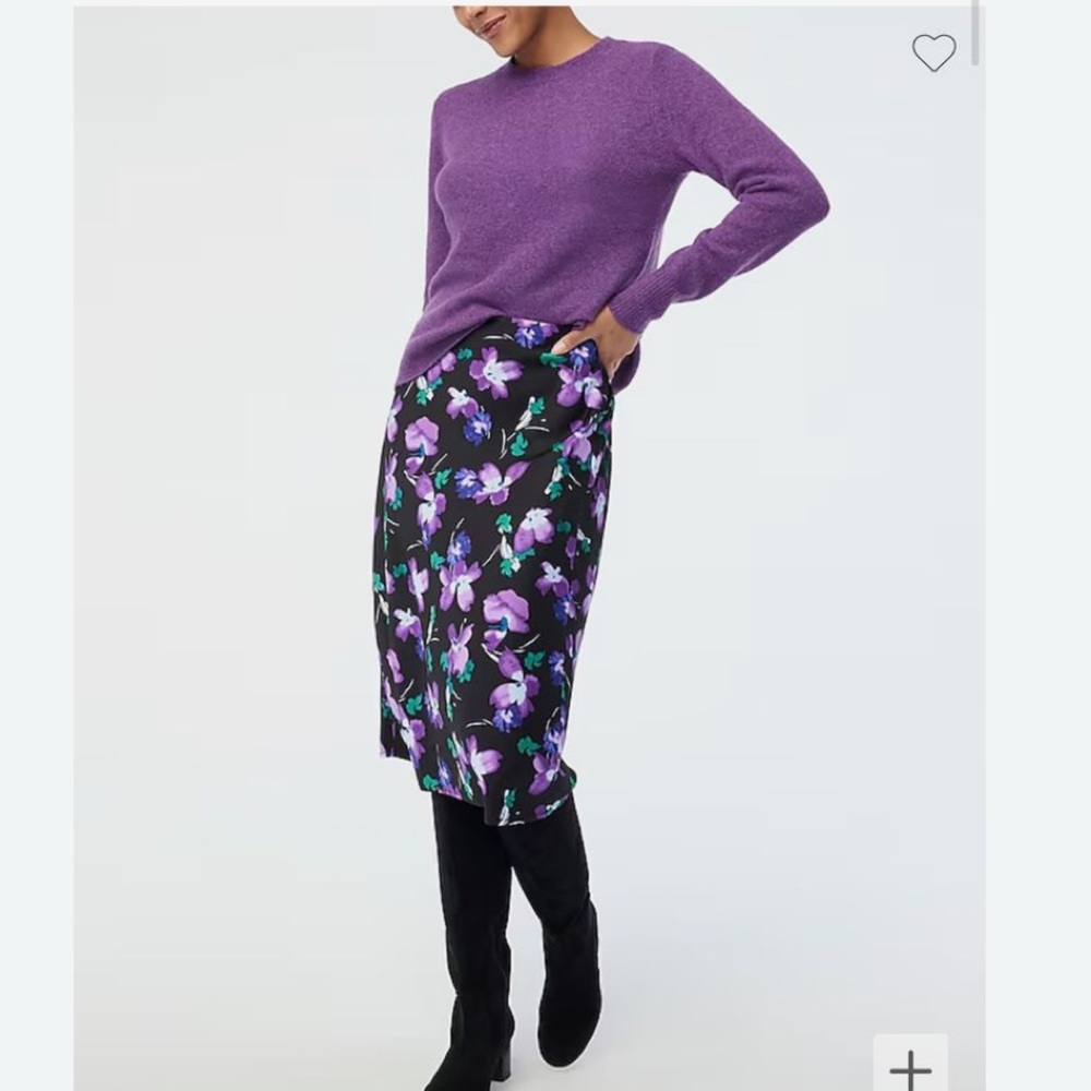 J.Crew Floral Slip Midi Bias Skirt